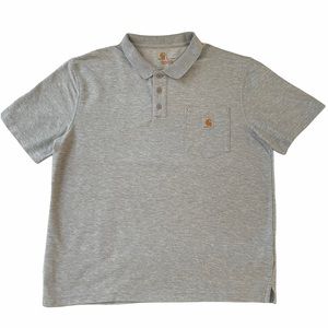 Carhartt Mens Large Heather Gray Contractors Work Pocket Polo Shirt Original Fit